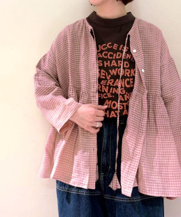 リネンギンガムチェック　2wayブラウス